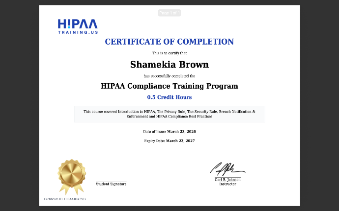 HIPAA Certification 