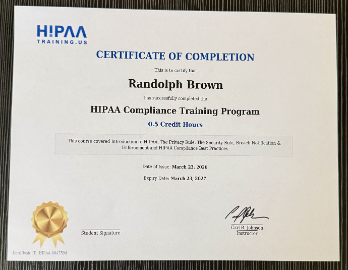 HIPAA Certification
